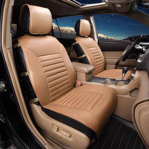 PU Leather 47 in. x 23 in. x 1 in. Multi-Functional Quilted Front Seat Cushions