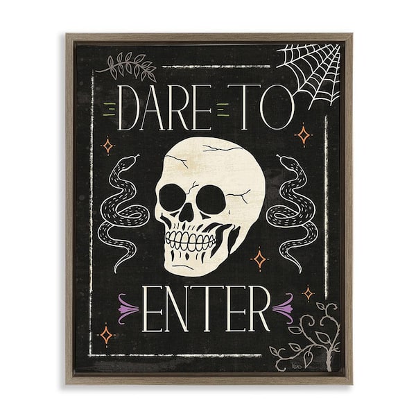Stupell Industries Dare To Enter Phrase by Veronique Charron 1-Piece Floater Frame Graphic Print Typography Art Print 21 in. x 17 in.