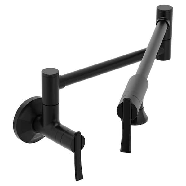 Sinema Transitional Wall Mount Pot Filler Kitchen Faucet in Matte Black