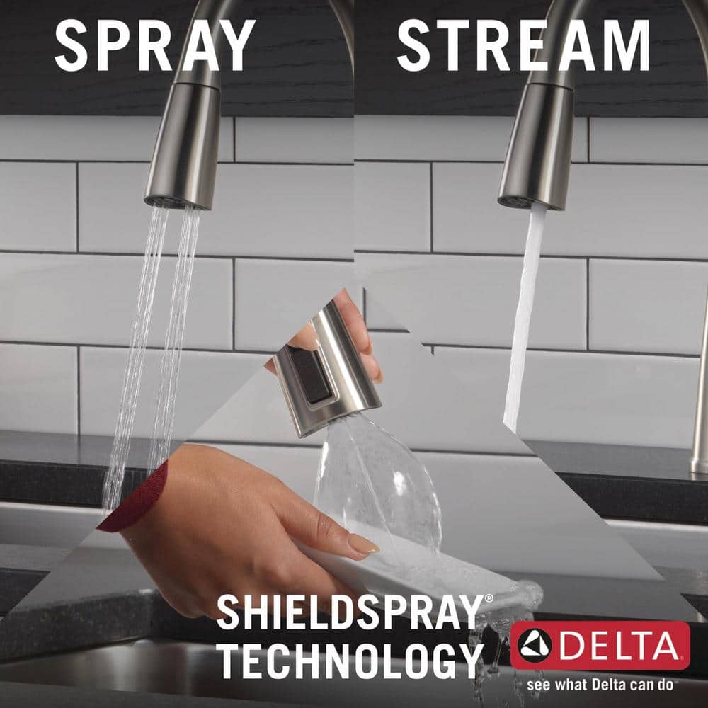 Spotshield Stainless Steel Pull-Down Kitchen Faucet with Soap Dispenser