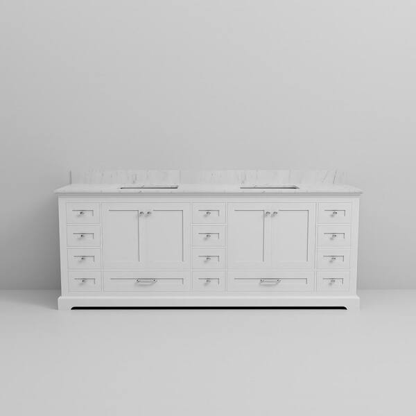 Lexora Dukes 84 in. W x 22 in. D White Double Bath Vanity