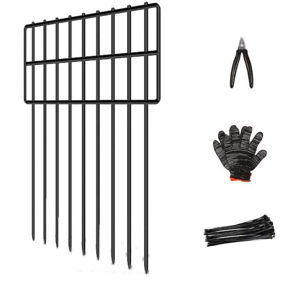 25 Panels Garden Fencing Animal Barrier 17 in. Hx27 ft. L Rustproof Metal Stakes Ground Defense Outdoor Decorative Fence