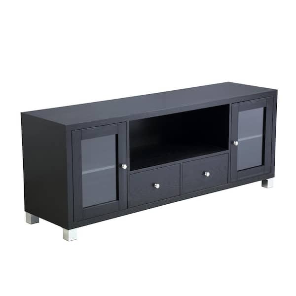 ZIRUWU 58" TV Stand Console 2 Doors and 2 Drawers -Black