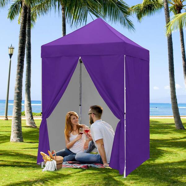 COOS BAY 5 ft. x 5 ft. Purple Instant Canopy Pop Up Tent with 4