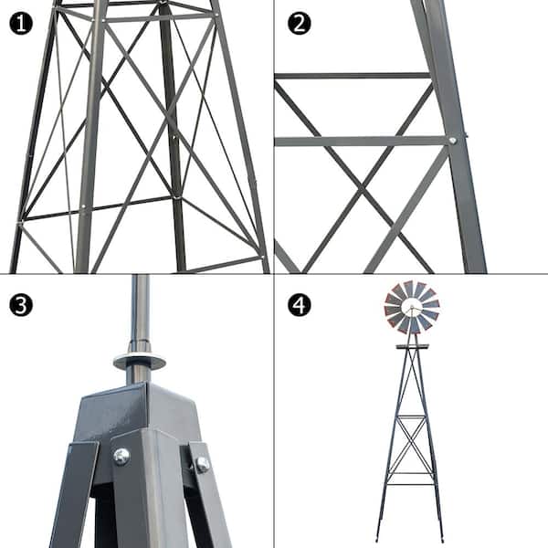 Karl home 8 ft. Tall Windmill Ornamental Wind Wheel Karl home 8 ft. Tall Windmill Ornamental Wind Wheel