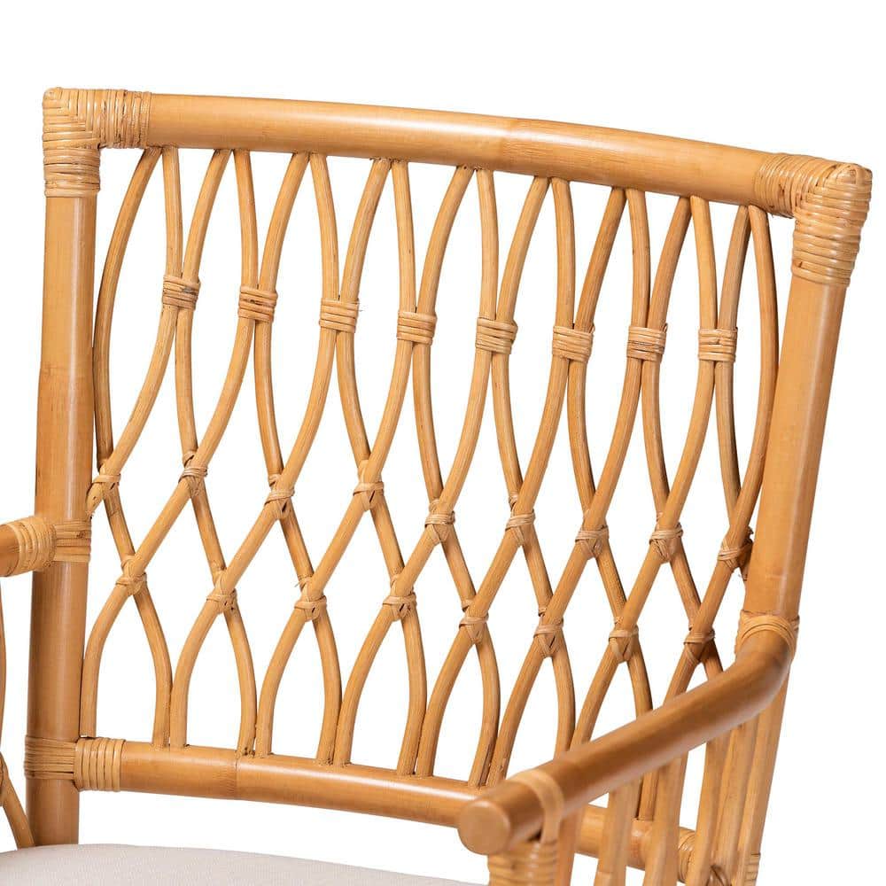 Handcrafted White Rattan Bohemian Accent Chair