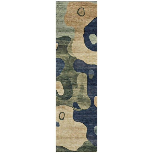 Chantille Machine Washable Indoor/Outdoor Abstract ACN2063 Navy 2 ft. 3 in. x 7 ft. 6 in. Runner Rug