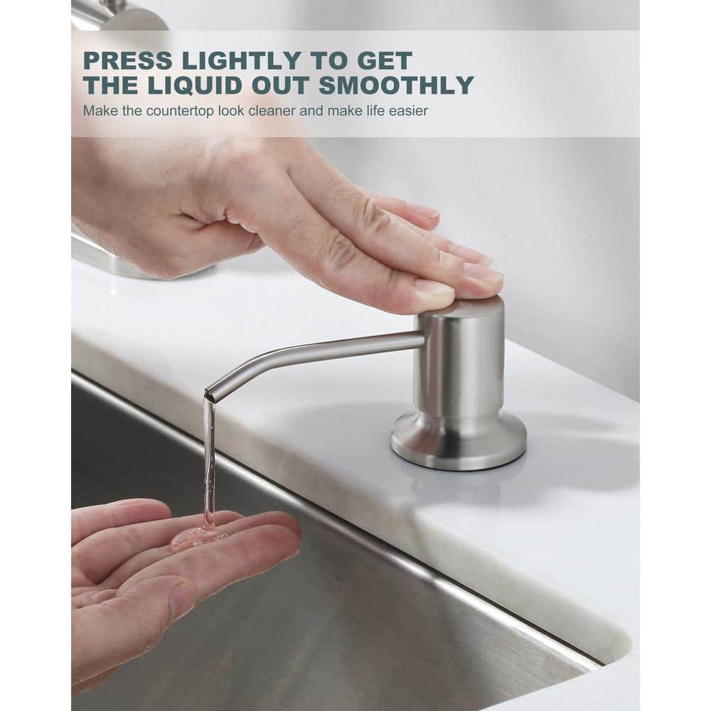 Brushed Nickel Single Handle Pull Down Kitchen Faucet with Soap Dispenser