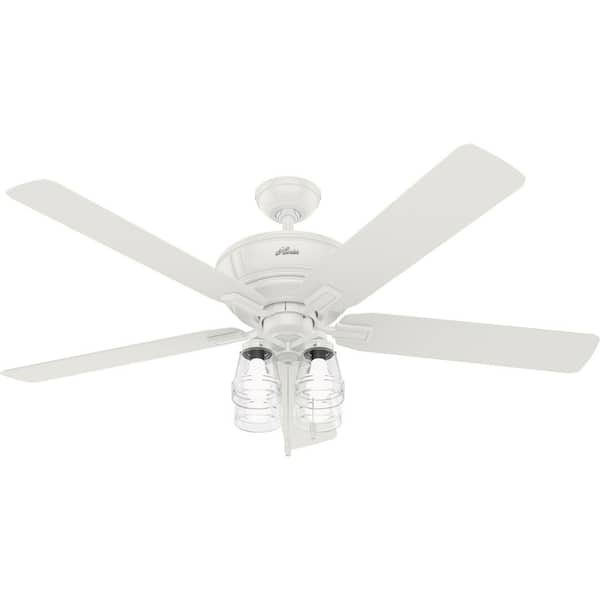 Hunter Grantham 60 in. LED Indoor Fresh White Ceiling Fan with Light Kit