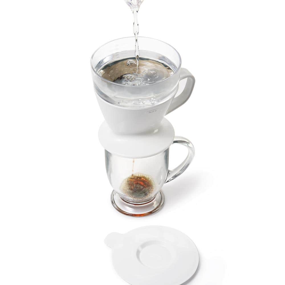 White 12 oz Single Serve Pour-Over Coffee Maker