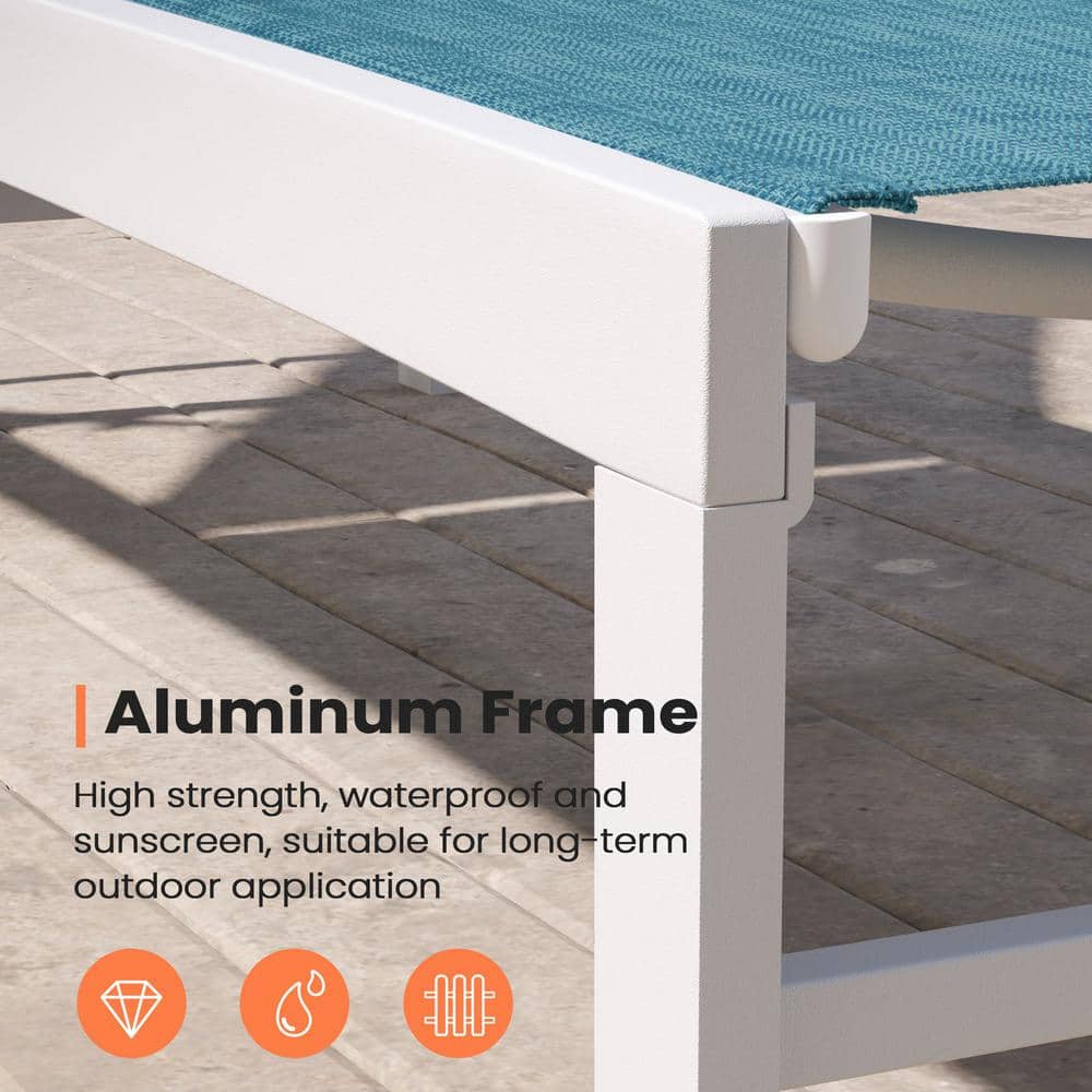 Seabreeze Blue and White Adjustable Aluminum Beach Lounger