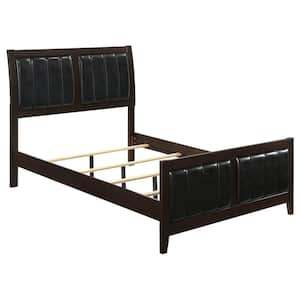 Carlton Brown Wood Frame Full Panel Bed with Upholstered Headboard and Footboard