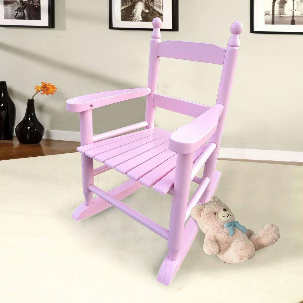 Pink Wooden Rocking Armchair for Kids