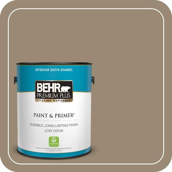 BEHR PREMIUM PLUS 1 gal. #N310-5 Weathered Fossil Satin Enamel Low Odor Interior Paint & Primer