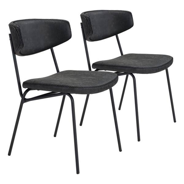 ZUO Ellen Vintage Black Polyurethane Dining Chair Set of 2