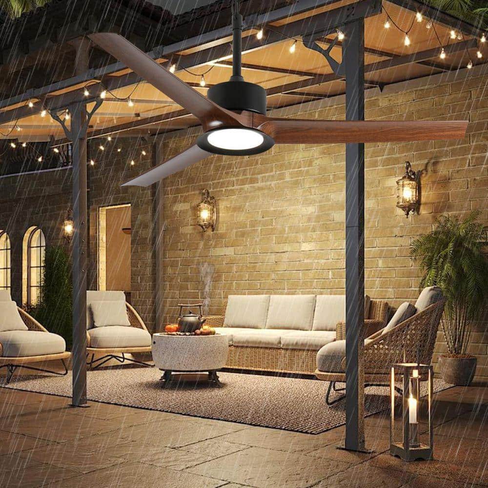 ボニック ONEMIX 52 in. Outdoor Black Housing Ceiling Fan with Light, Hook