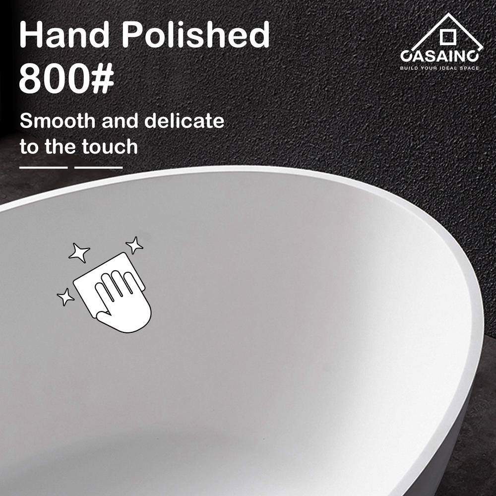 White Oval Freestanding Resin Soaking Bathtub