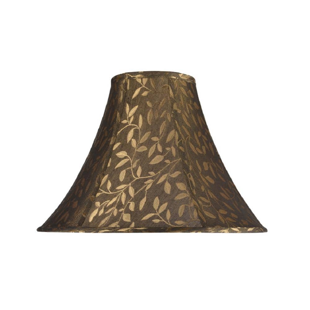 Brown Jacquard Textured Fabric Bell Lamp Shade, 16" Wide