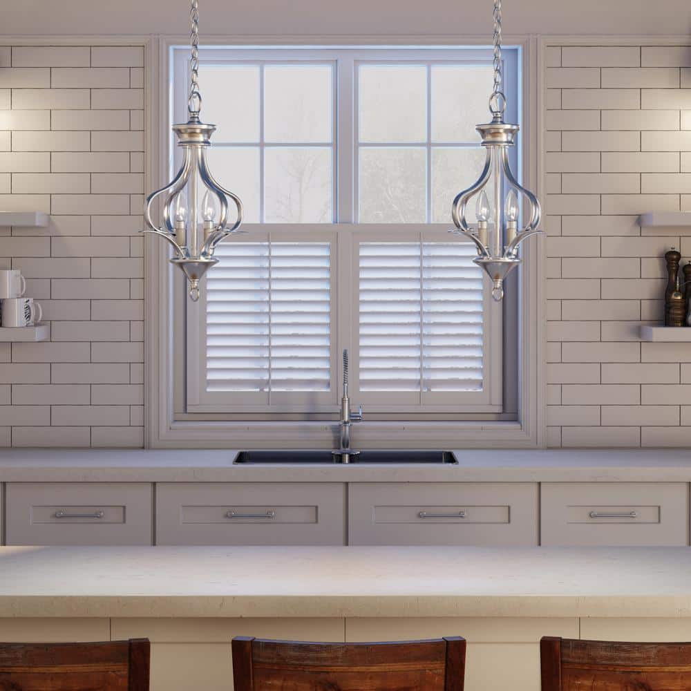 Trinity Brushed Nickel 2-Light Foyer Fixture with Glass Shades