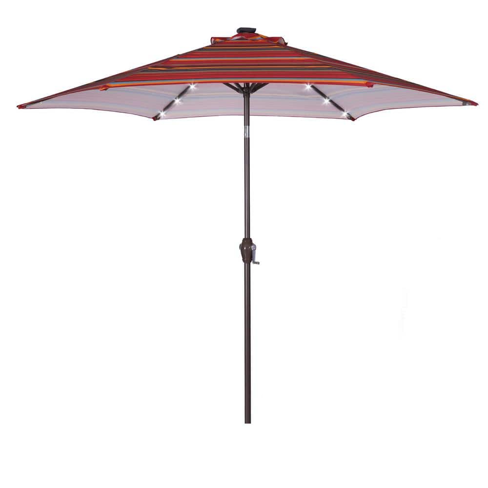 TIRAMISUBEST 8.5 ft. Market Solar Tilt Patio Umbrella in Red Striped