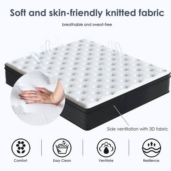 Full Medium Twin Size Mattress, 8 in. Hybrid Mattress, Individually Pocketed Innerspring, Medium Firm