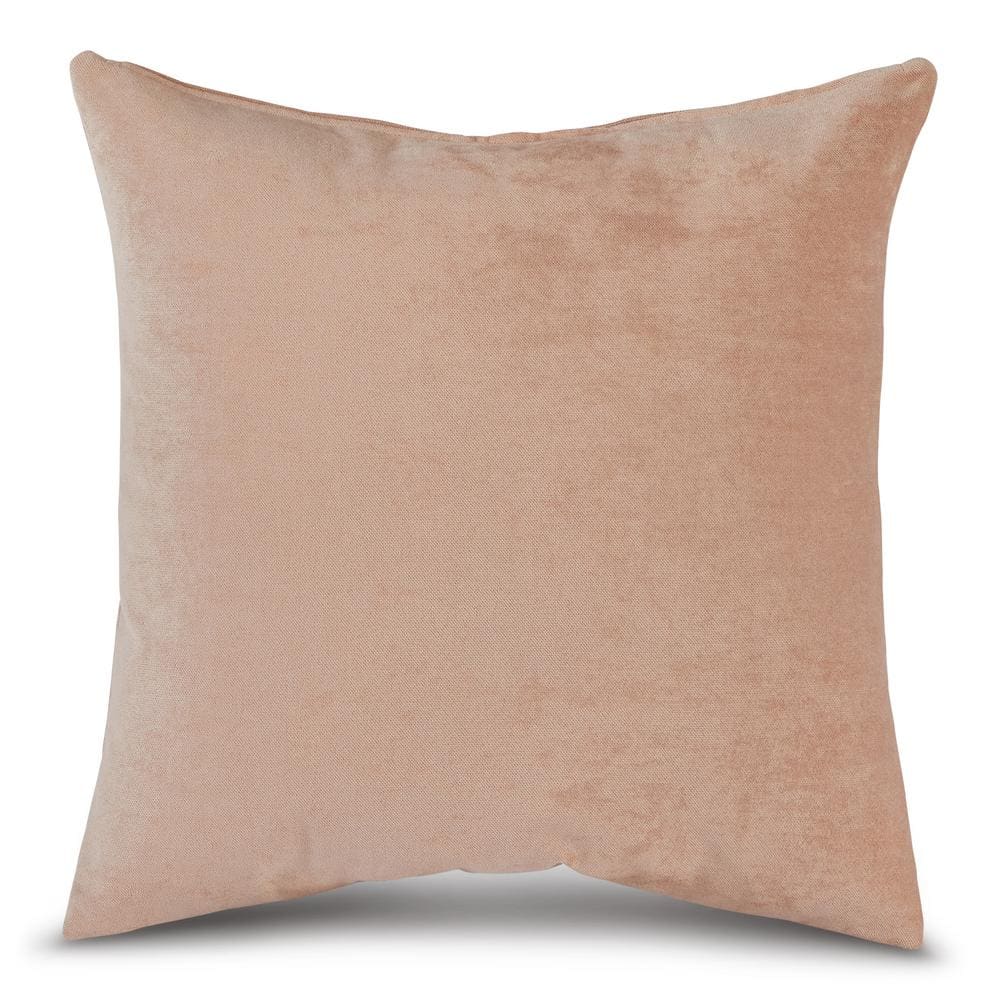 Sugar Beige Velvet 20" Square Throw Pillow