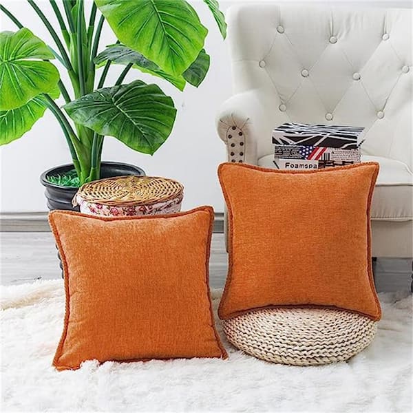 CaliTime Throw Pillow Covers Set of 4 Modern Multi-Color Matching Cozy Soft Chenille Cushion Cases Shells for Couch Sofa Home Decor 18 x 18 Inches