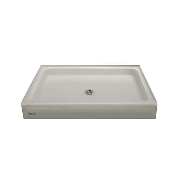 JACUZZI PRIMO 60 in. L x 42 in. W Alcove Shower Pan Base with Center Drain in Oyster