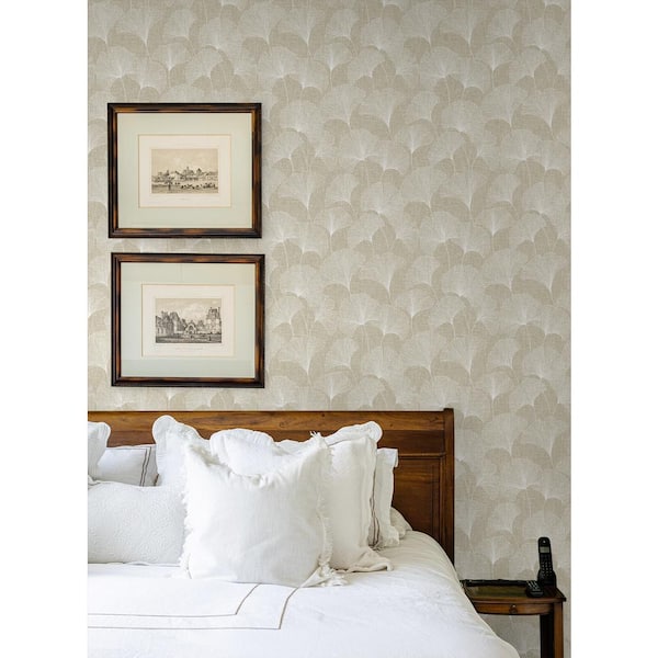 Ginko Leaves Linen Vinyl Peel and Stick Wallpaper Roll (Covers 30.75 sq. ft.)