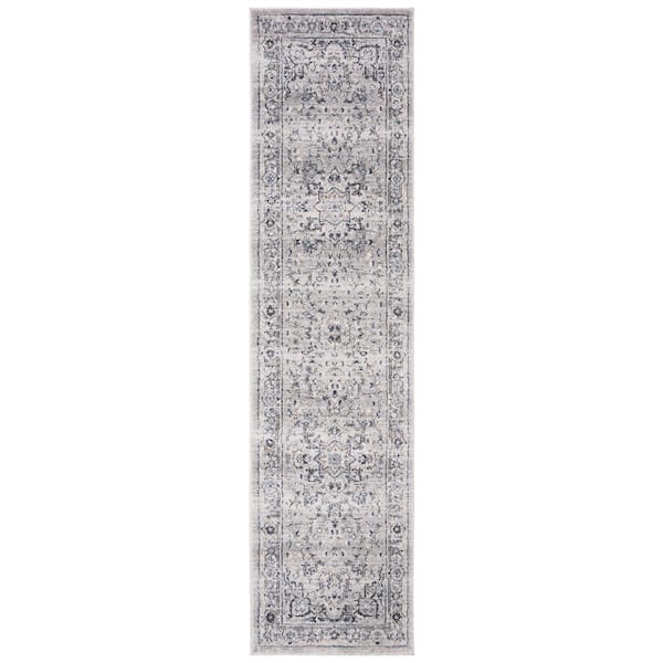 SAFAVIEH Charleston Gray/Dark Gray 2 ft. x 10 ft. Distressed Border Runner Rug