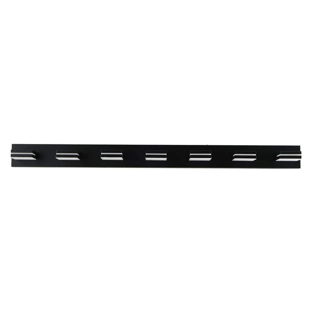 Modern 55 in. Wall Sconce, 7-Lights Black LED Vanity Light for Bathroom and Mirror, Minimalist Design, Energy-Efficient price history on PriceWatchPro