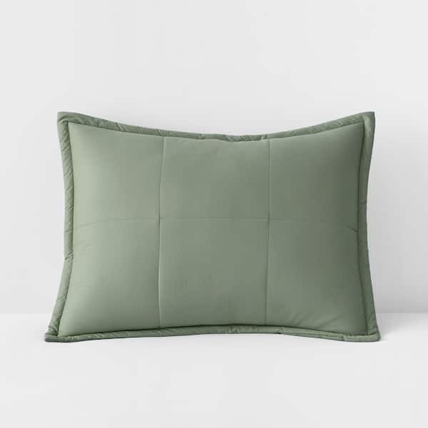 The Company Store Lacrosse Quilted Recycled Fill Thyme Cotton Standard Sham