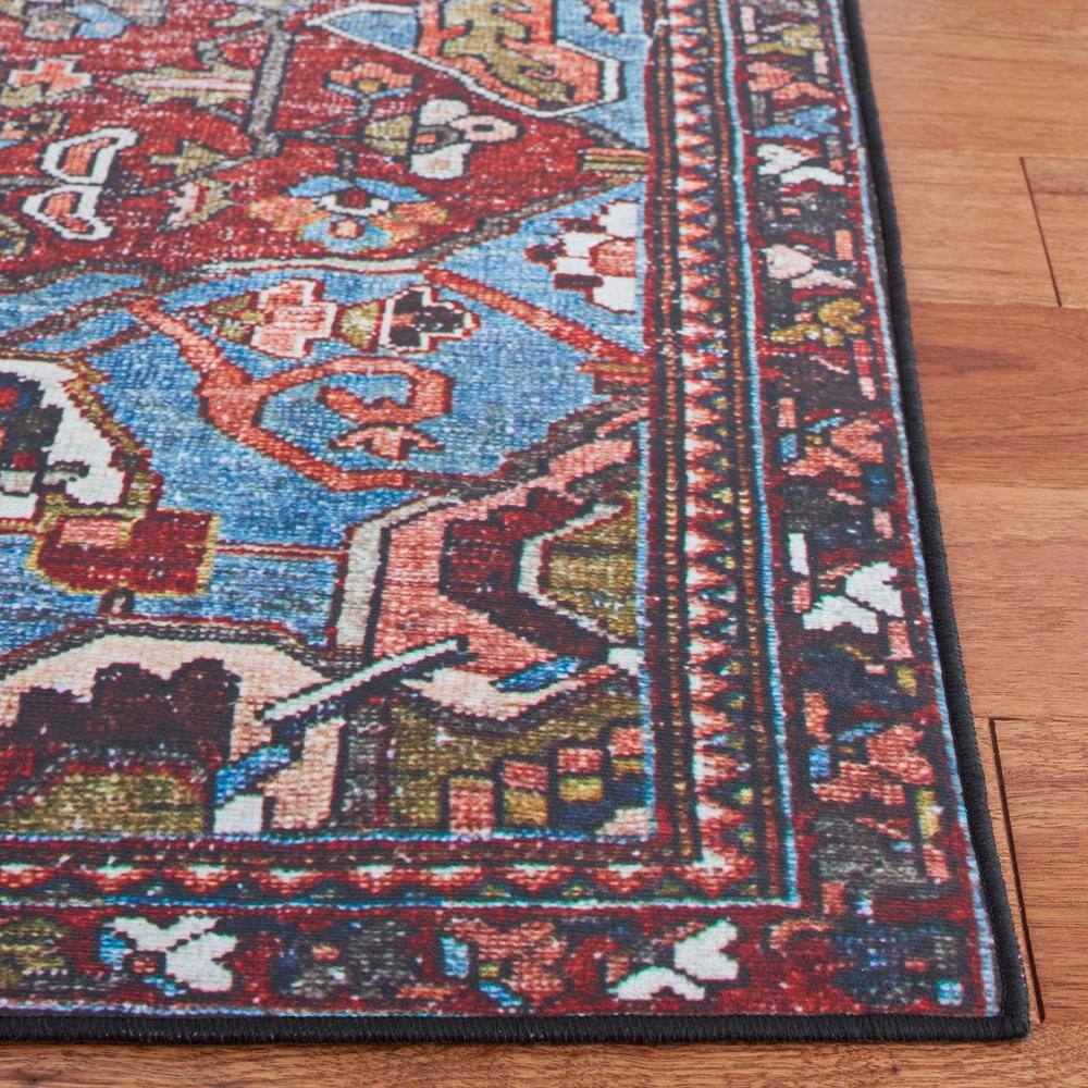 Tucson Red and Blue Synthetic 9' x 12' Washable Area Rug