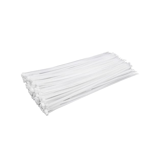 UV Resistant Nylon Cable Zip Tie 14 in. White 100-Pack Heavy Duty Wide 0.19 in. for Outdoor Use
