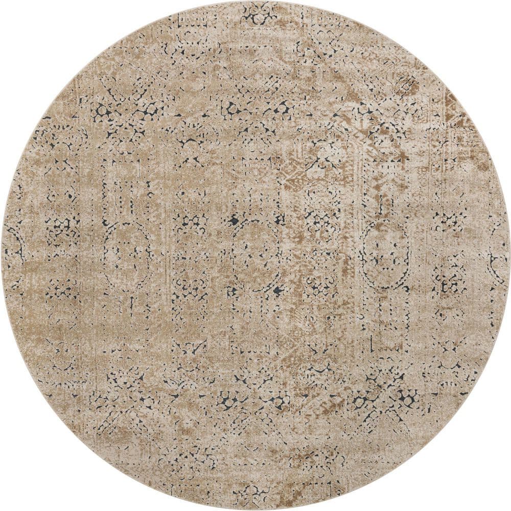 Unique Loom Chateau Quincy Beige 8' 0 x 8' 0 Round Rug 3136047 The