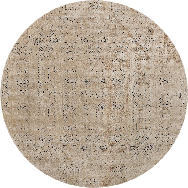 Unique Loom Chateau Quincy Beige 8' 0 x 8' 0 Round Rug