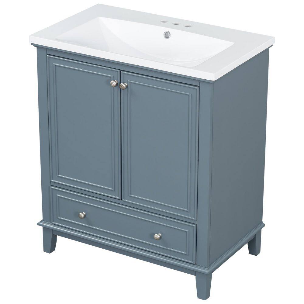 30 in. Freestanding Blue Bath Vanity with White Ceramic Top Doors and Drawer price history on PriceWatchPro