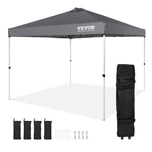 10 ft. x 10 ft. Dark Gray Pop Up Canopy Tent with Storage Bag 250D PU Silver Coated Tarp Waterproof and Sun Shelter