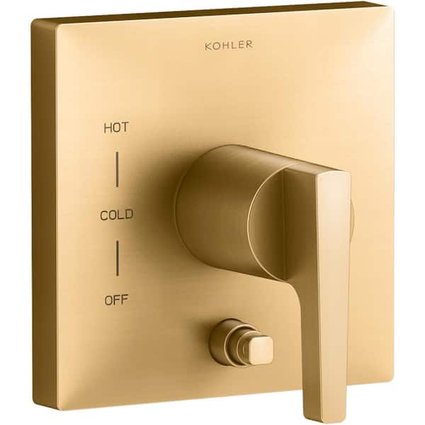 KOHLER Honesty 1-Handle Shower Valve Trim Kit in Vibrant Brushed Moderne Brass with Shower Head (Valve Not Included)
