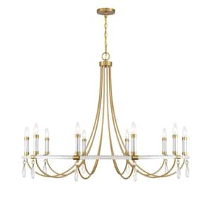 Mayfair 10-Light Warm Brass and Chrome Chandelier with Crystals and Clear Acrylic