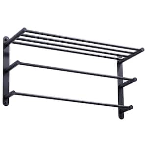 24 in. 3-Tier Tower Rack with Tower Bars for Bathroom Wall Mounted in Stainless Steel Matte Black