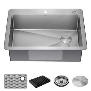 Marca 30 in. Drop-in/Undermount Single Bowl 18 Gauge Stainless Steel Kitchen Sink with Accessories