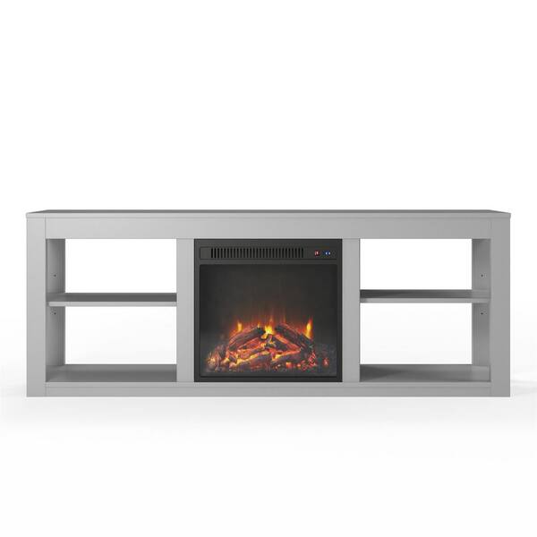 Ameriwood Nelson 59 in. Gray Particle Board TV Stand Fits TVs Up to 65 in. with Electric Fireplace
