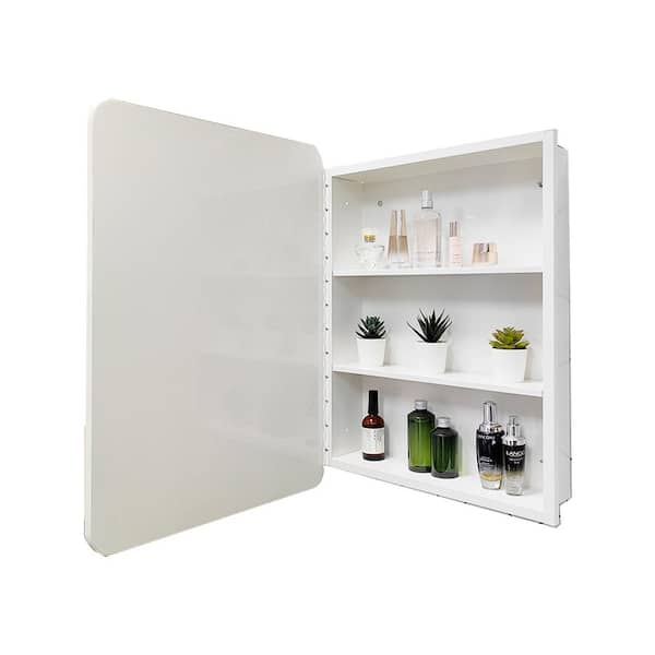 Basicwise 26 in. x 25 in. Surface Mount Medicine Cabinet Storage Organizer,  Mirrored Vanity Chest with Open Shelves QI003745 - The Home Depot