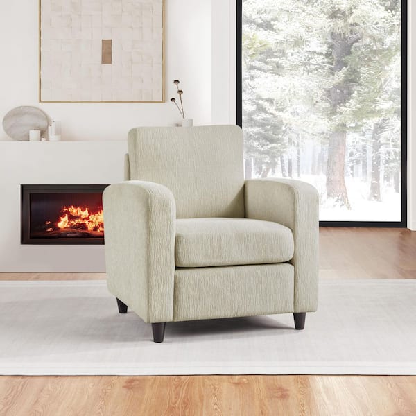 OSP Home Furnishings Venus Club Chair in Cream Fabric and Medium Espresso Legs