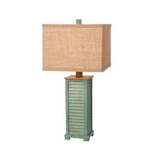 25.5 in. Antique Green Resin Table Lamp