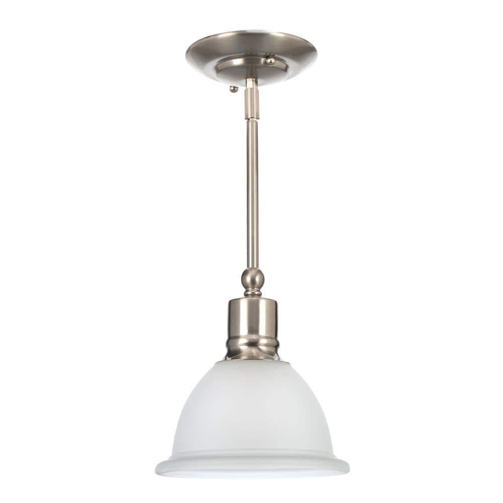 Madison Brushed Nickel Mini Pendant with Etched Glass Shade