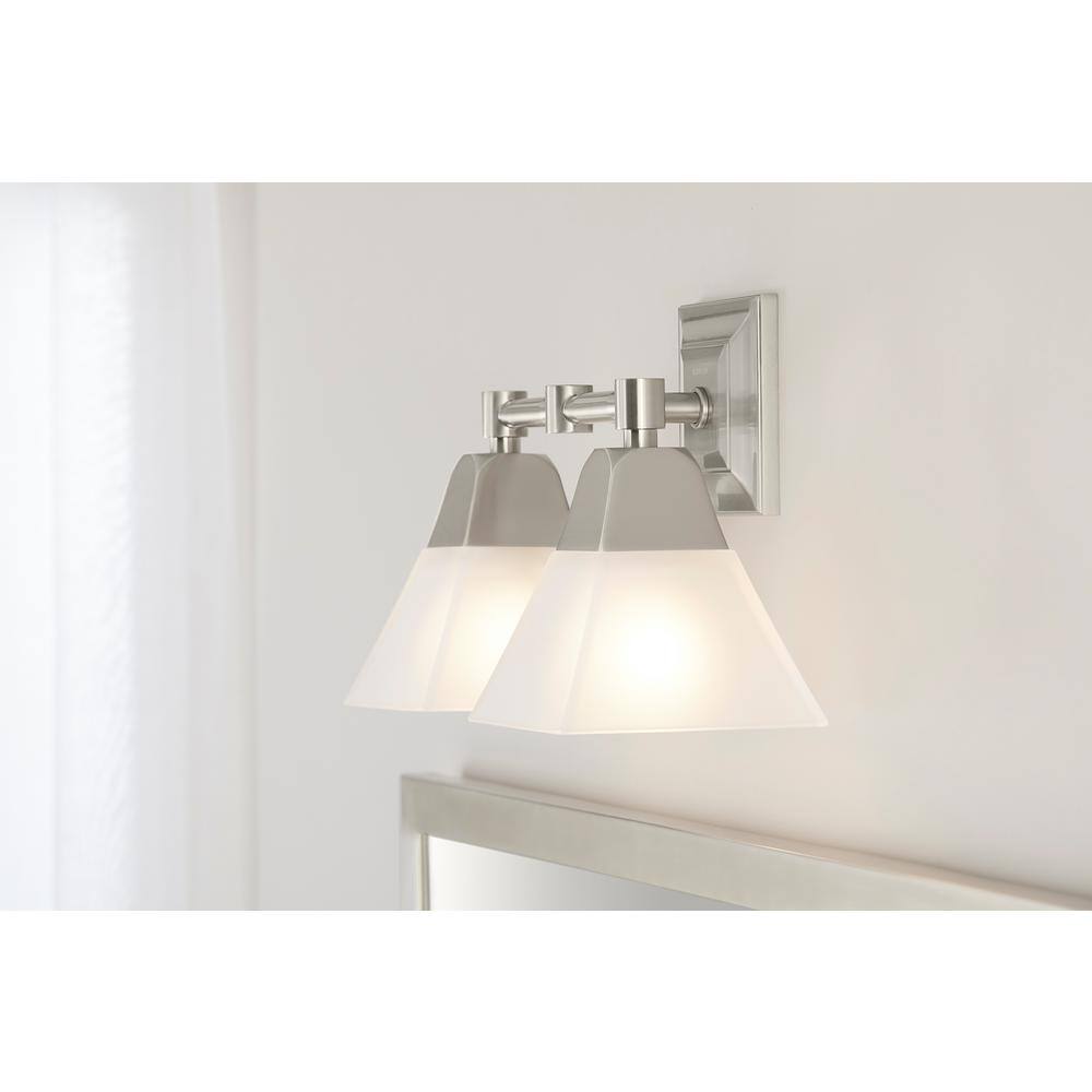 Elegant Moderne Brushed Gold 2-Light Bathroom Sconce