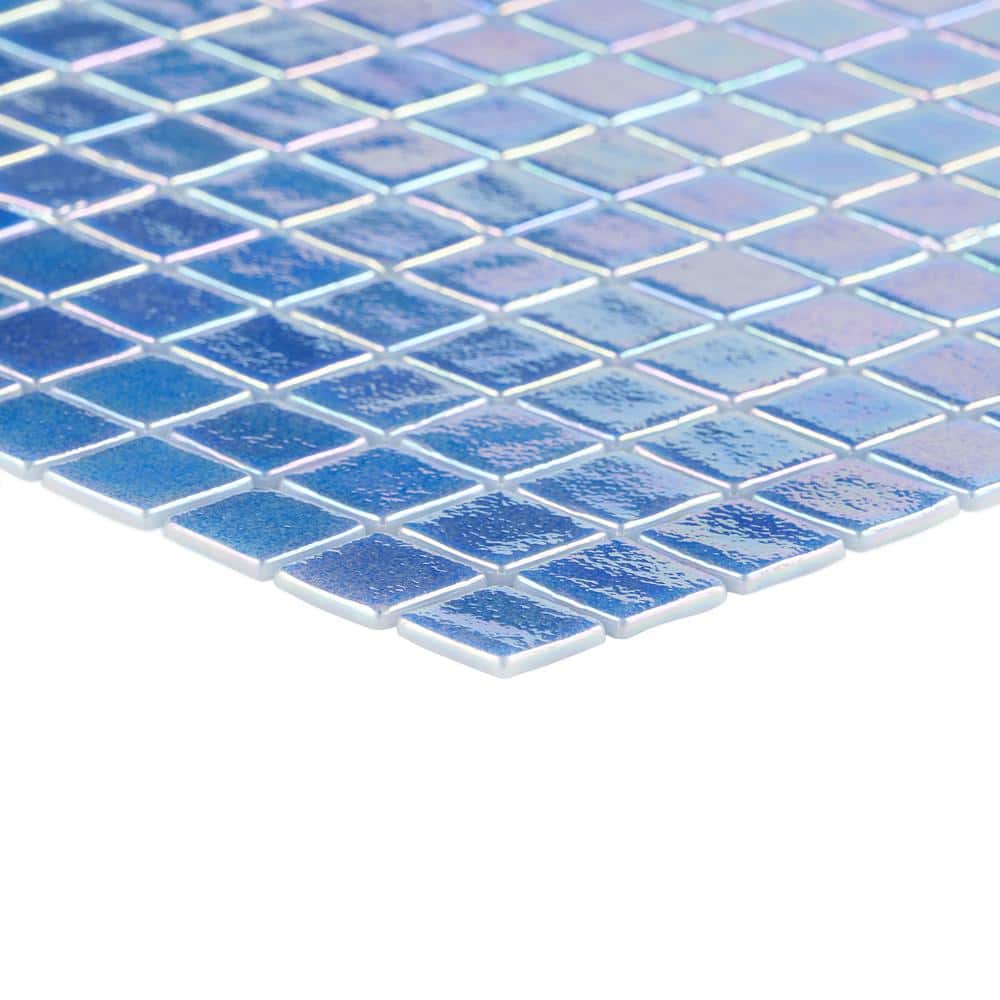 Whirlpool Blue Polished Glass Mosaic Tile 12" x 18"