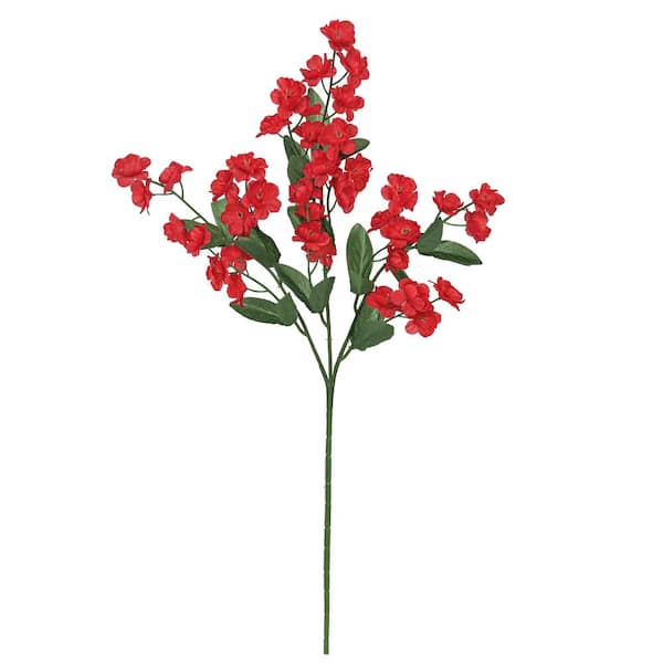 LIVING LUXURY 18 in. Red Artificial Baby's Breath Gypsophila Flower Stem Spray (Set of 12)